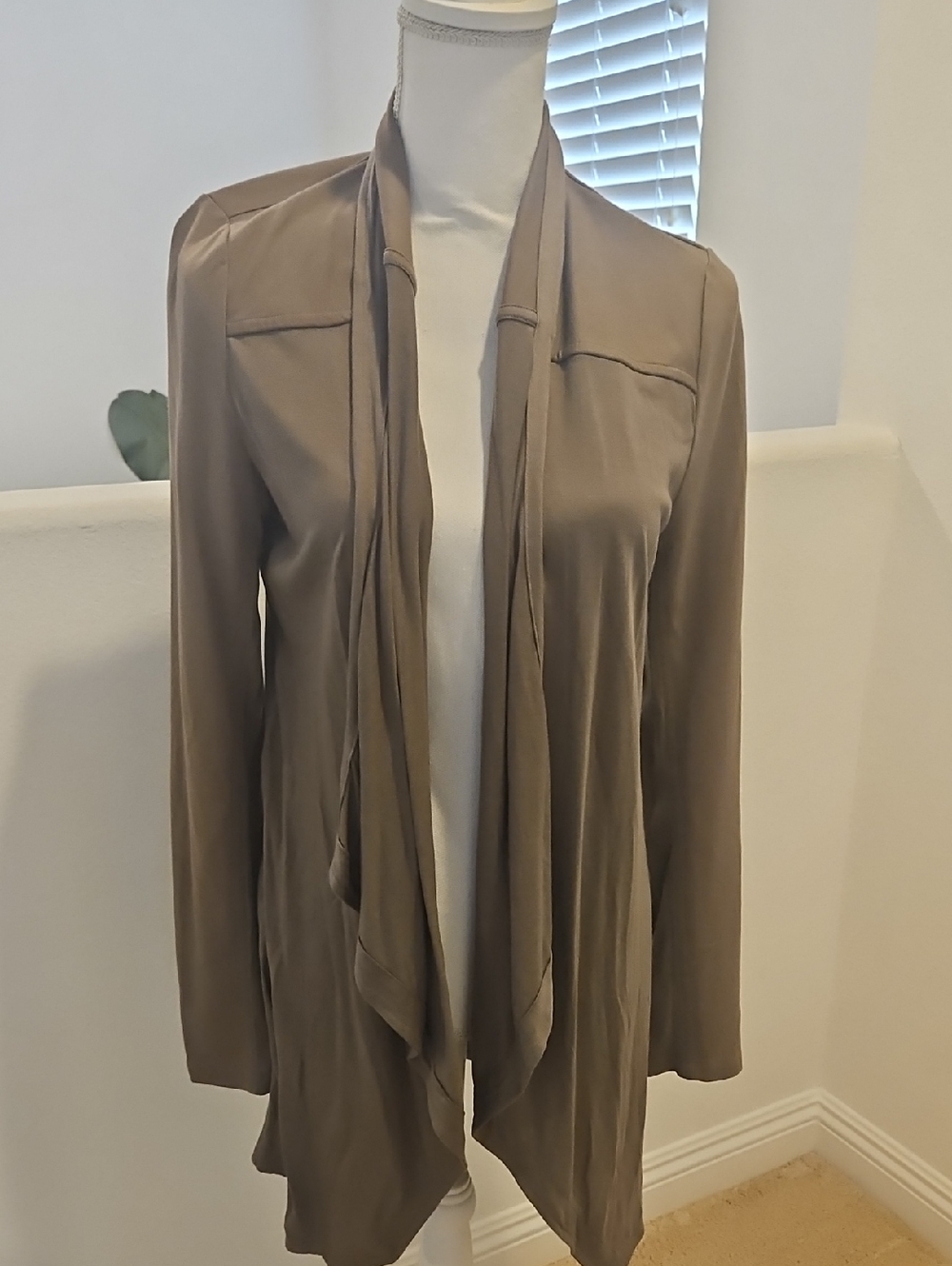 Kimberly ovitz Thyra Open-Front Taupe Women's Drape Cardigan Sweater ash Color s